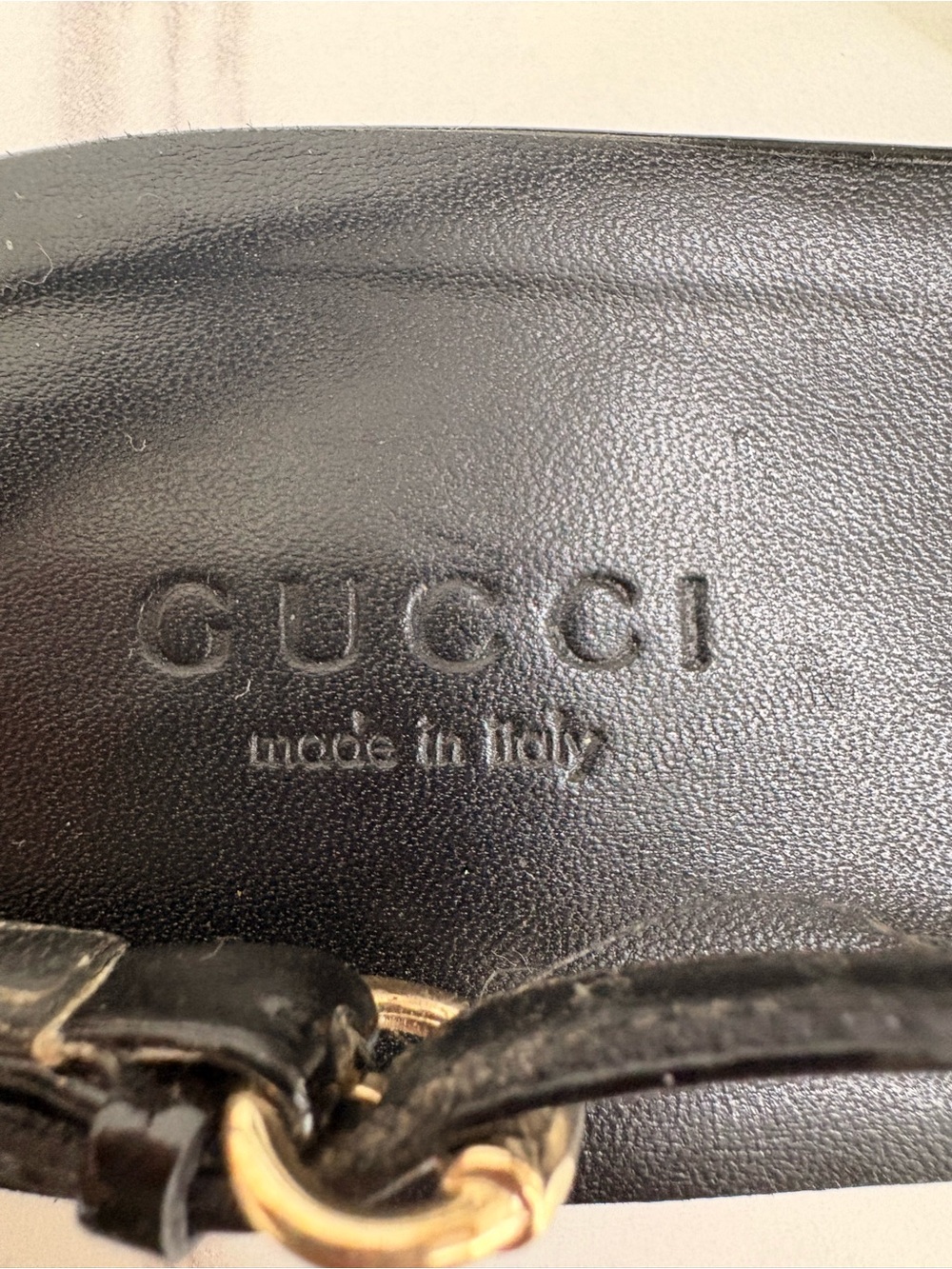 Gucci Black Patent Leather Peep-Toe Slingback Flats with Gold Horsebit - Picture 2 of 6